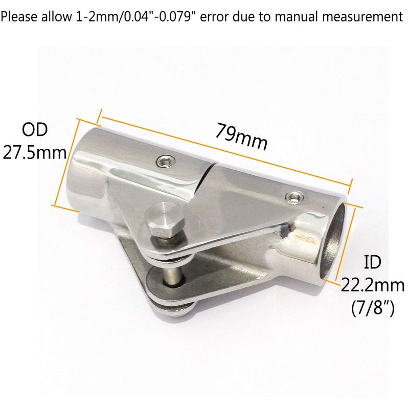 keehui 316 Stainless Steel Folding Swivel Connector Fitting for 7/8INCH Boat Hand Rail Tube/Pipe - Image 2